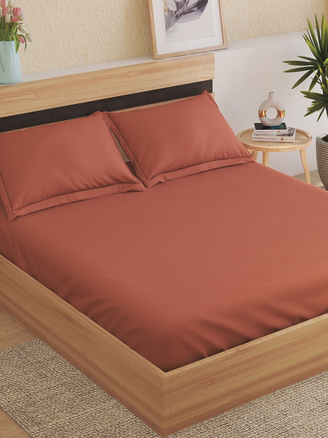 

Home Centre Colour Refresh Brown Solid Cotton150 TC King Bedsheet with 2 Pillow Covers