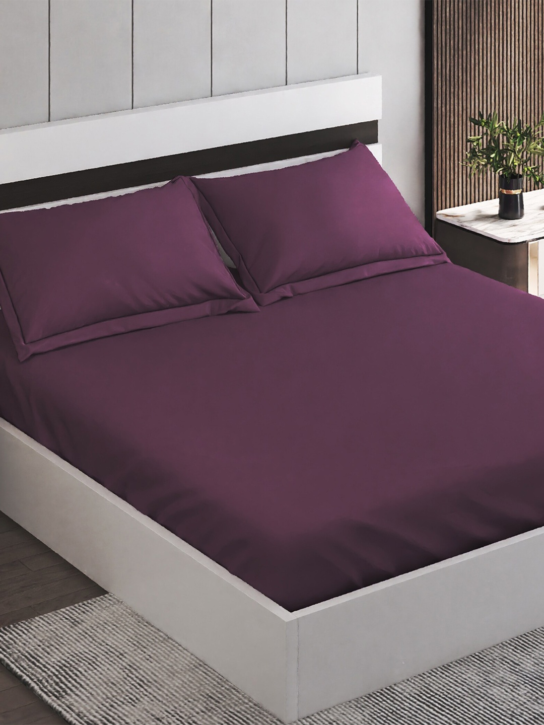 

Home Centre Purple Cotton 150 TC King Bedsheet with 2 Pillow Covers