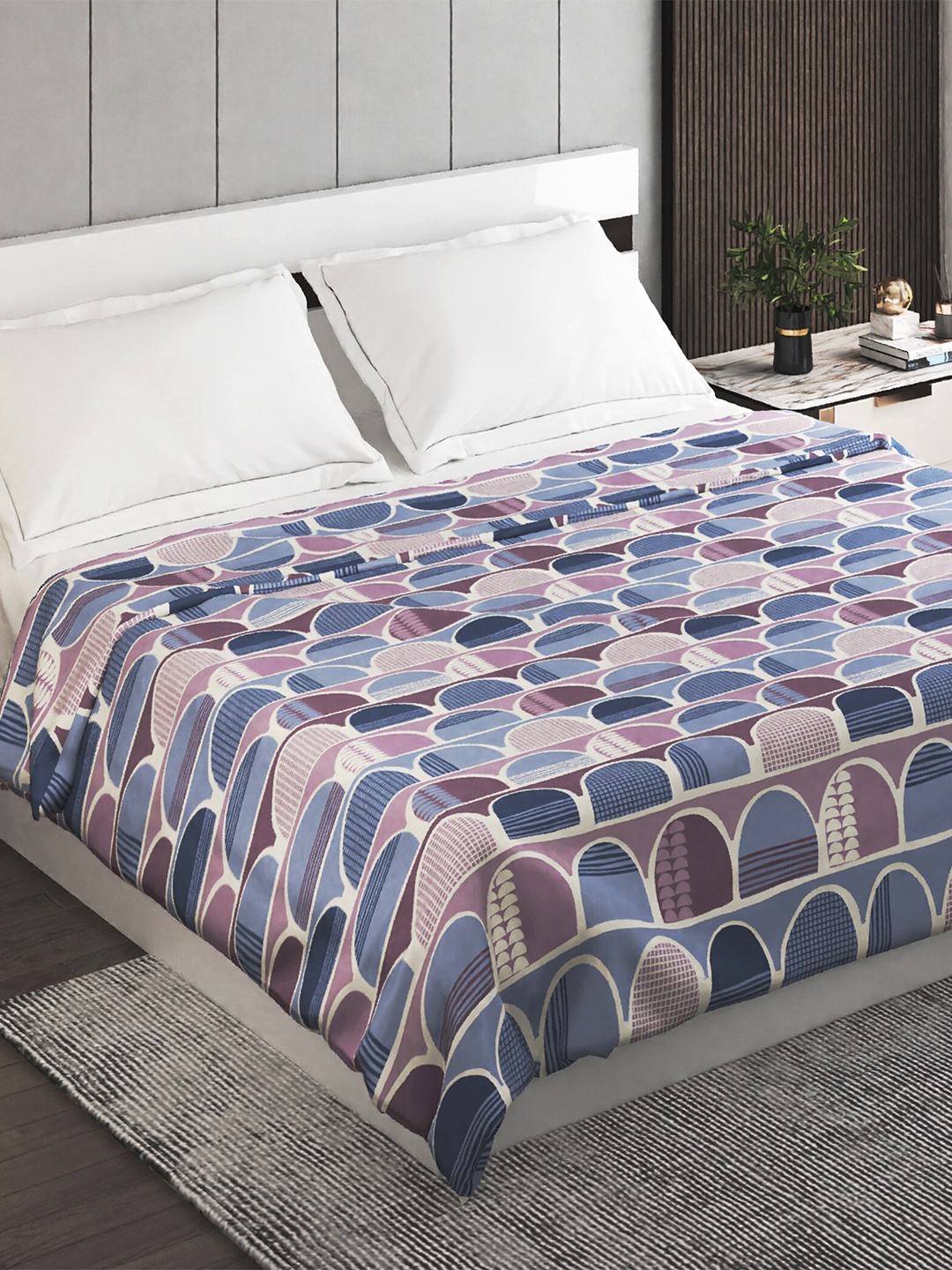 

Home Centre Blue & Purple Printed 150 GSM Double Bed Blanket