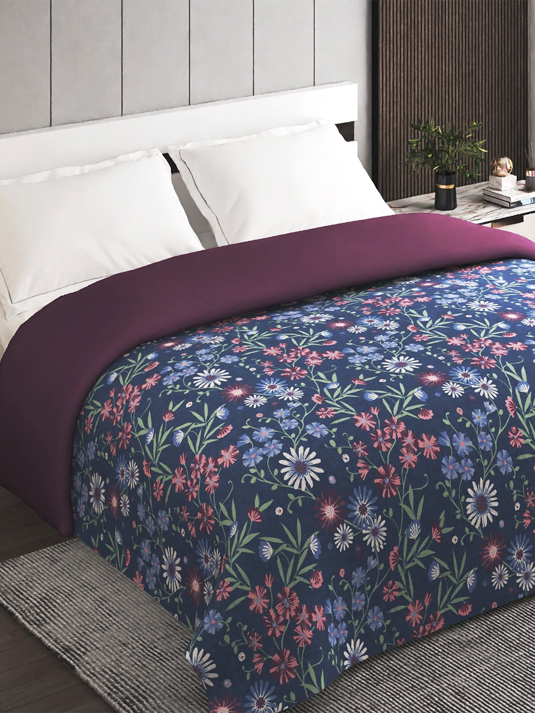 

Home Centre Purple & Blue Printed Cotton 150 GSM Double Bed Comforter