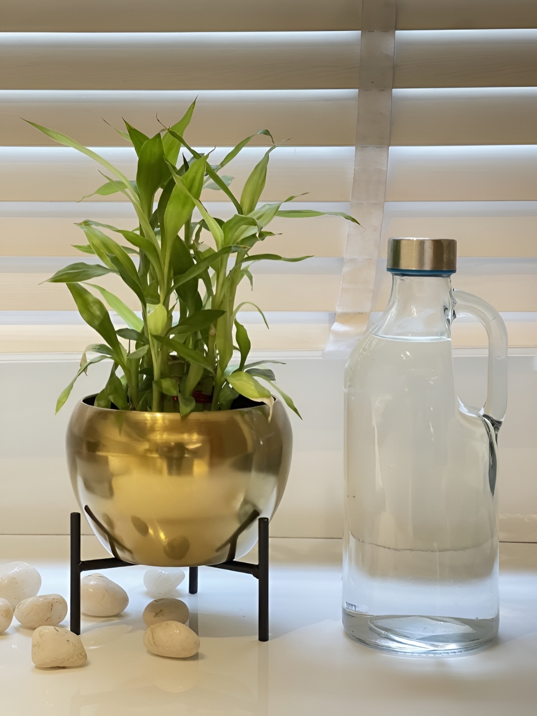 

CK HOMEZ Gold Toned Metal Flower Vase
