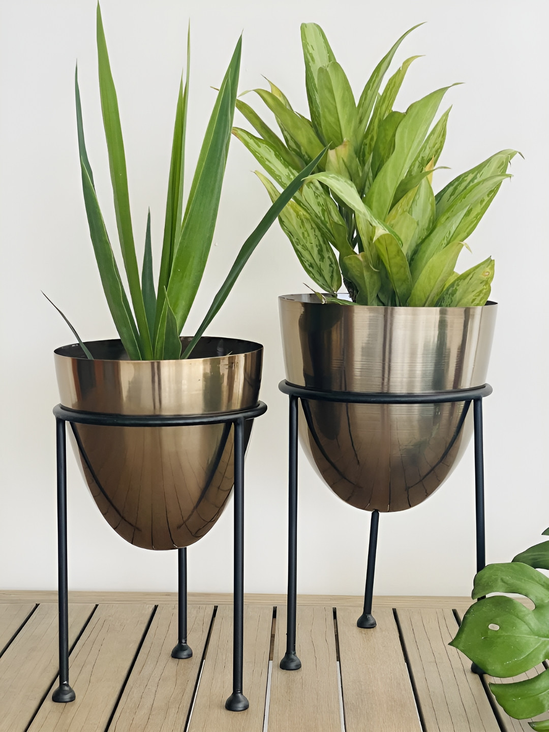 

CK HOMEZ Gold Toned Metal Flower Vase