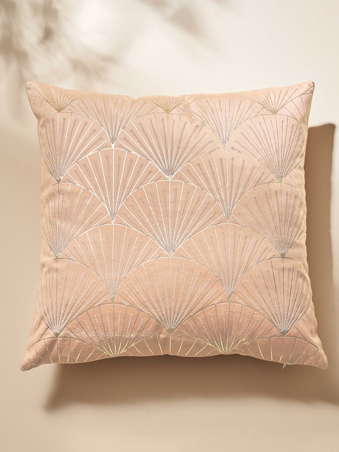 

Home Centre Beige & Sliver Toned Maya Foil Printed Square Pre Filled Cushion
