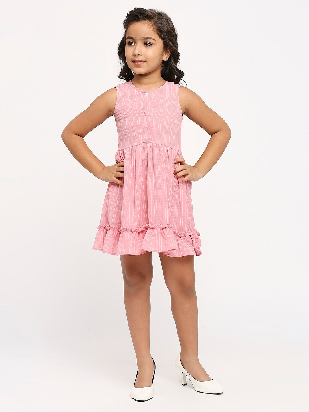 

GUFRINA Girls Checked Sleeveless Fit & Flare Dress, Pink