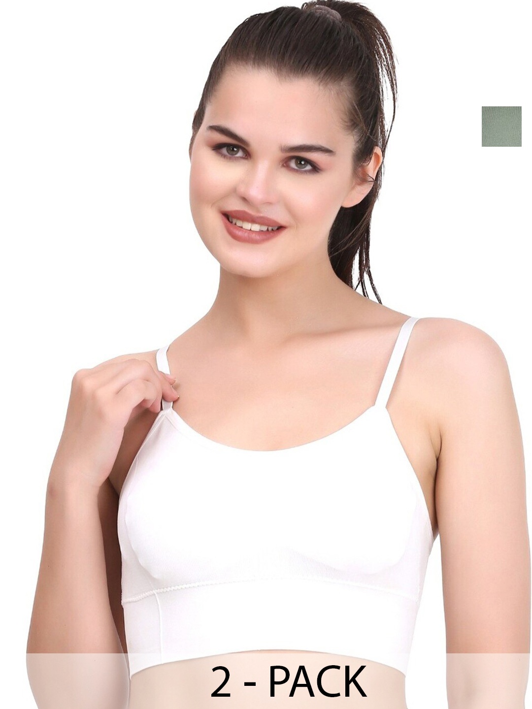 

UNDER 1000 Pack Of 2 Full Coverage Padded Rapid-Dry T-shirt Bra With All Day Comfort, Green