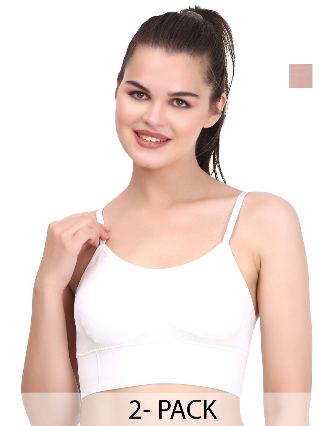 

UNDER 1000 Pack Of 2 Rapid-Dry Full Coverage Lightly Padded T-shirt Bra, White