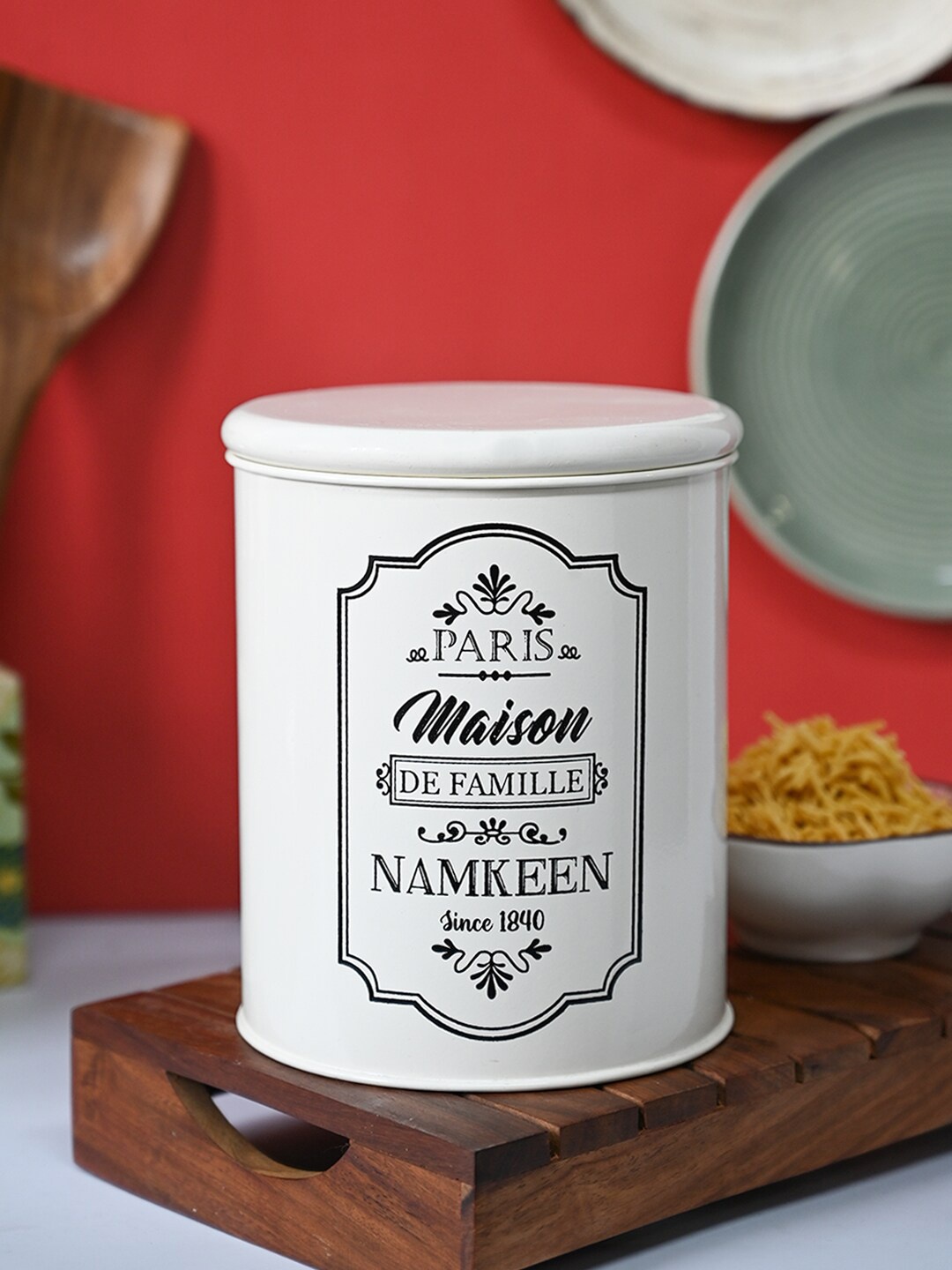 

MARKET99 Off White Prined Tea & Sugar Jar & Cookie & Namkeen