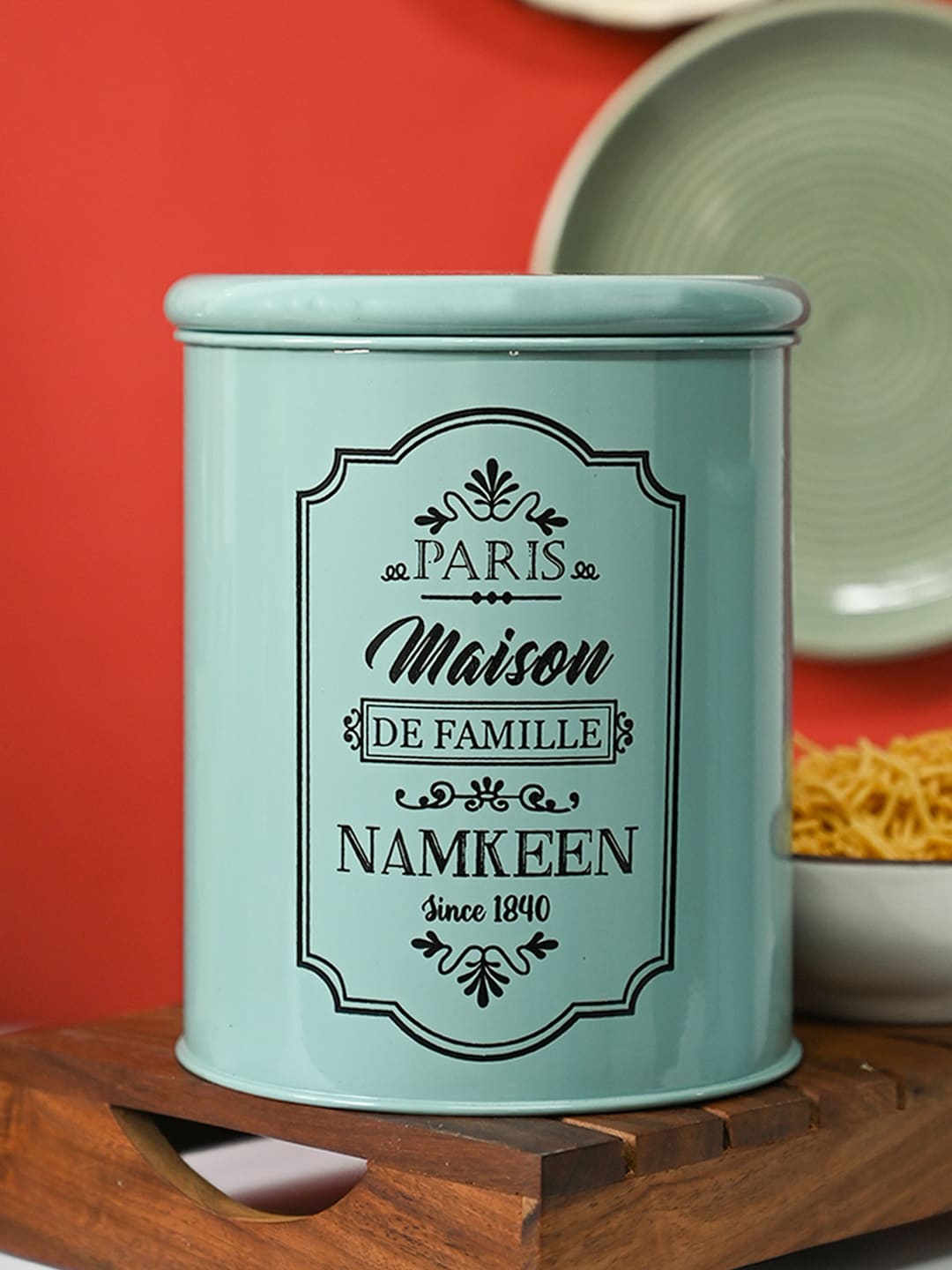 

MARKET99 Blue & Black Metal Namkeen Jar 1.7 L, Green