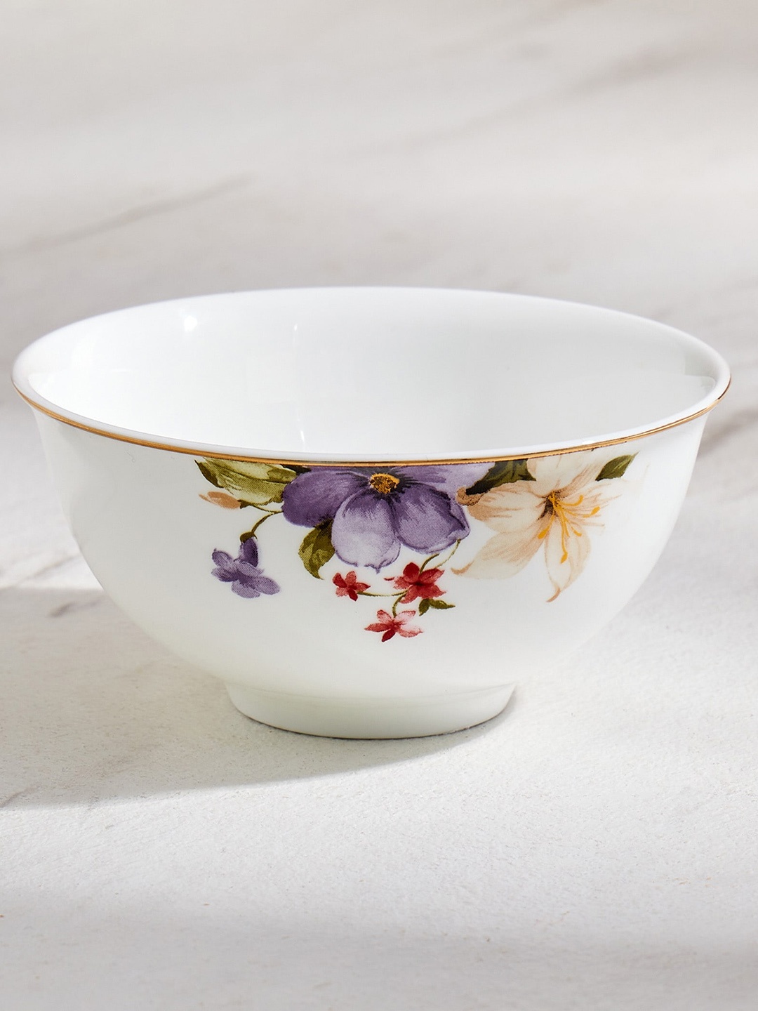 

Home Centre Signature Series White Floral Printed Bone China Serving Bowl 350 ml