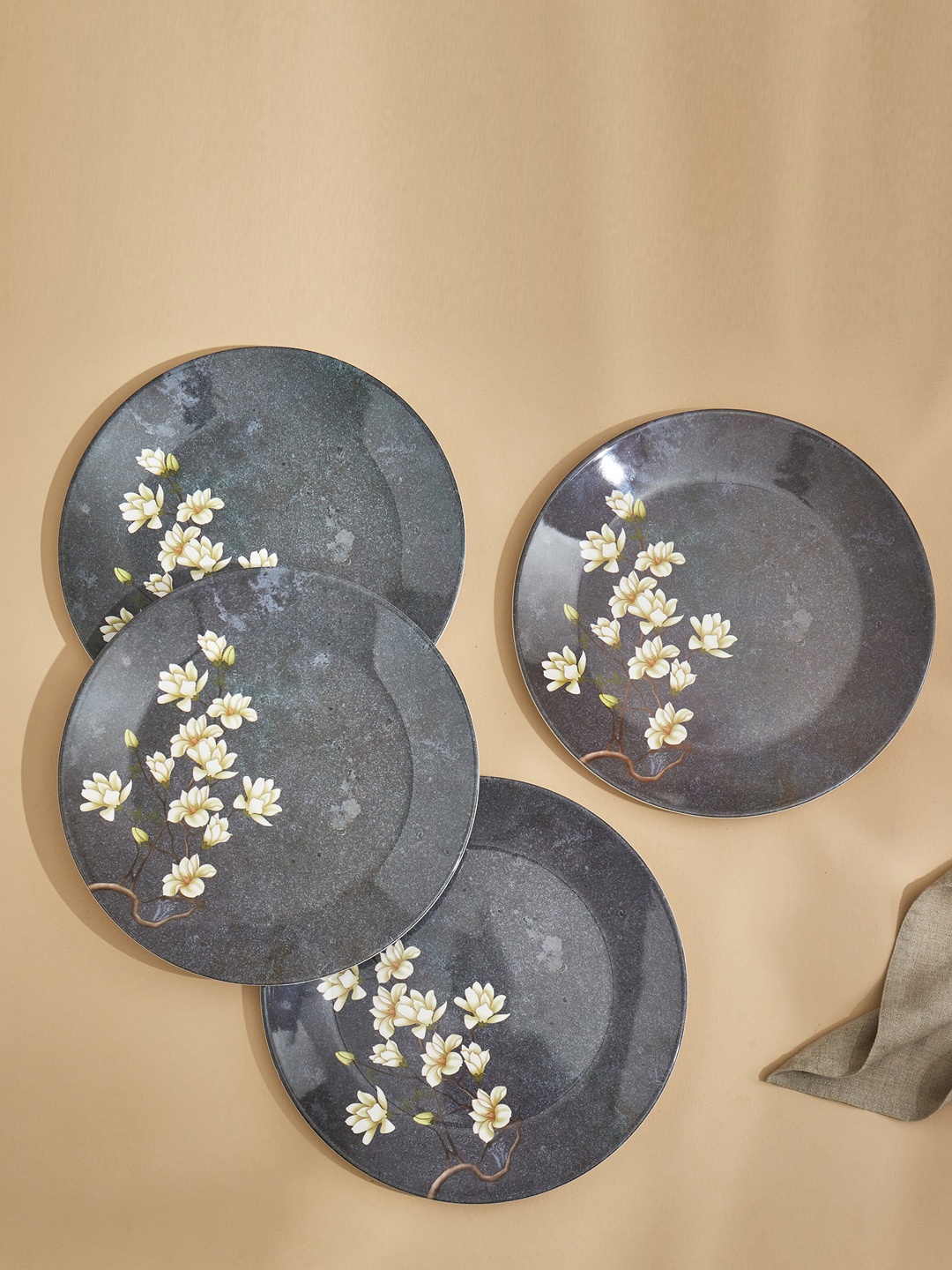 

Home Centre Corsica Azalea 4 Pcs Grey & Beige Printed Dinner Plates