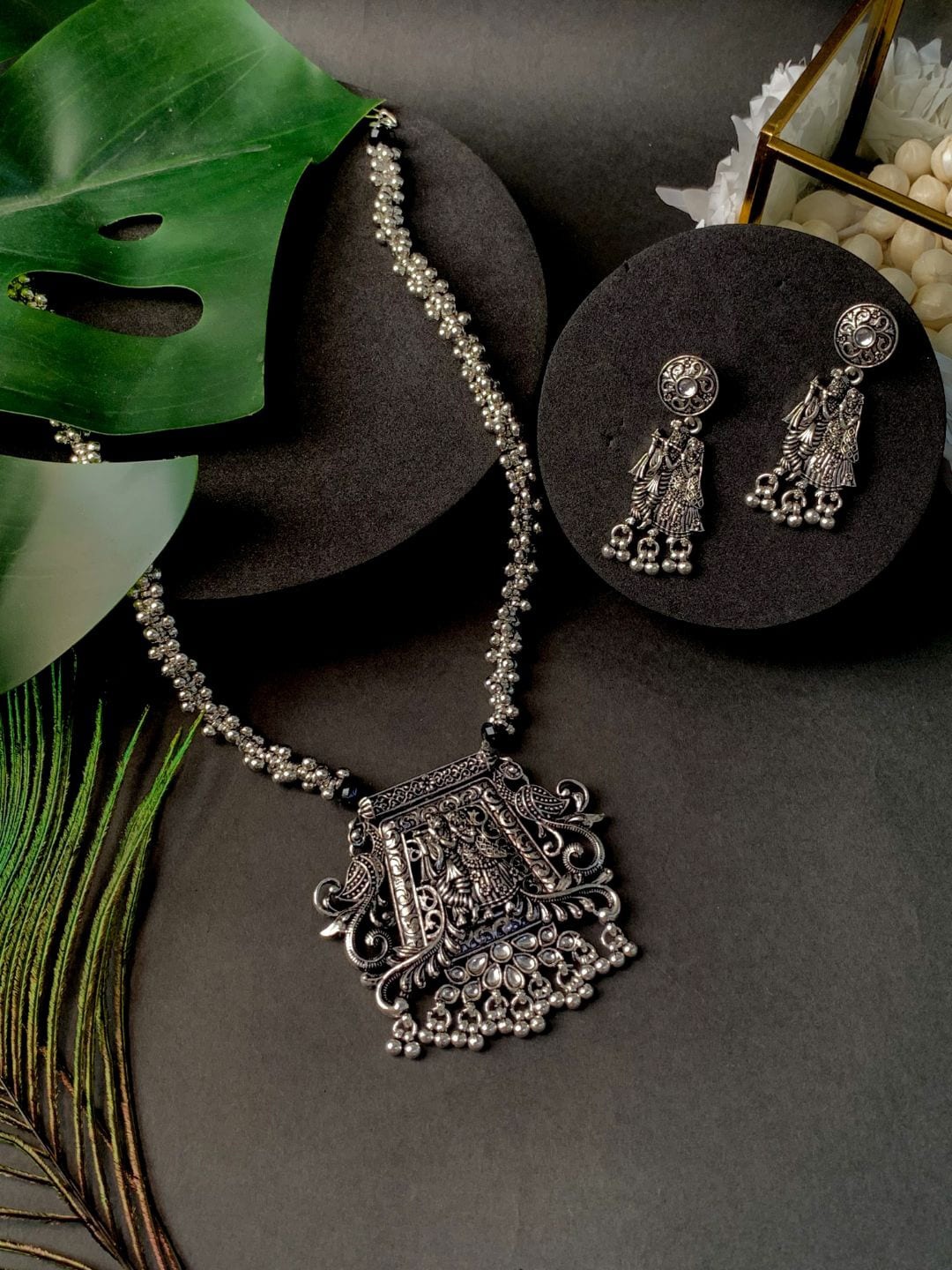 

I Jewels Silver-Plated Radha Krishna Jewellery Set