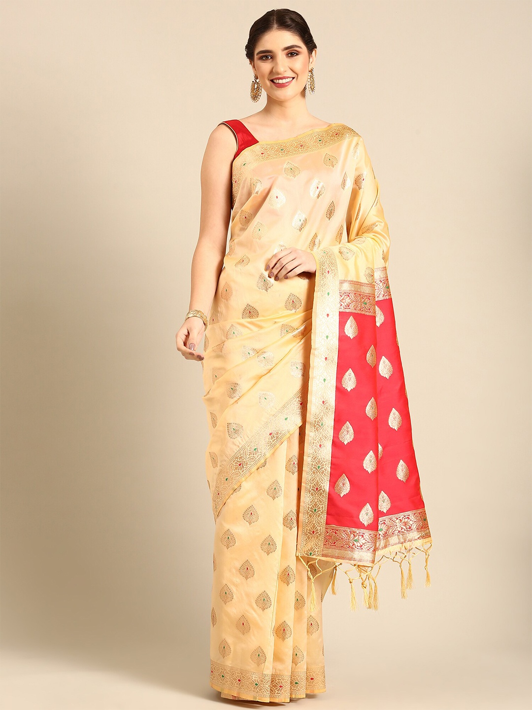

Stylefables Woven Design Zari Saree, Cream