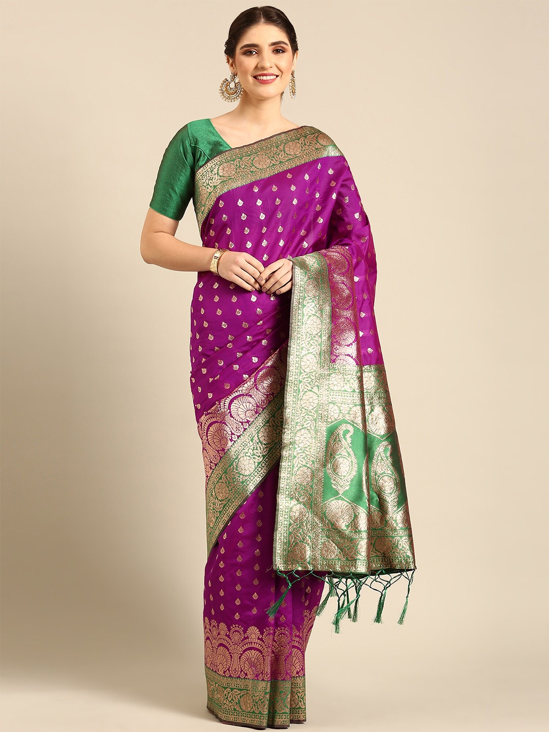 

Stylefables Ethnic Motifs Woven Design Saree, Pink