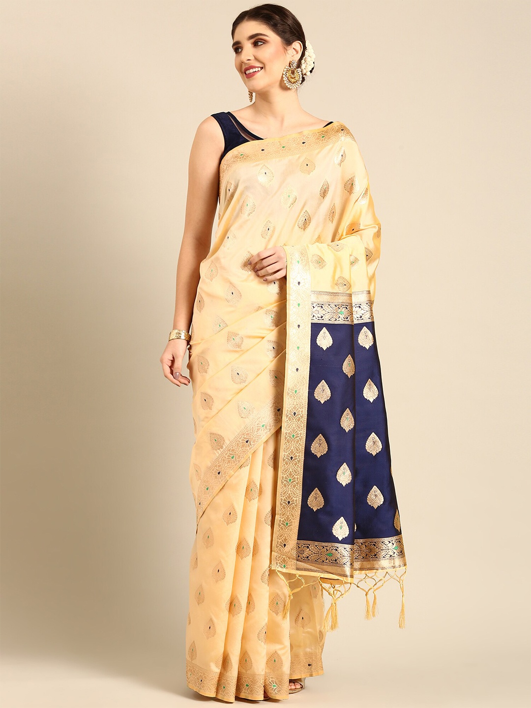 

Stylefables Ethnic Motifs Woven Designed Saree, Cream
