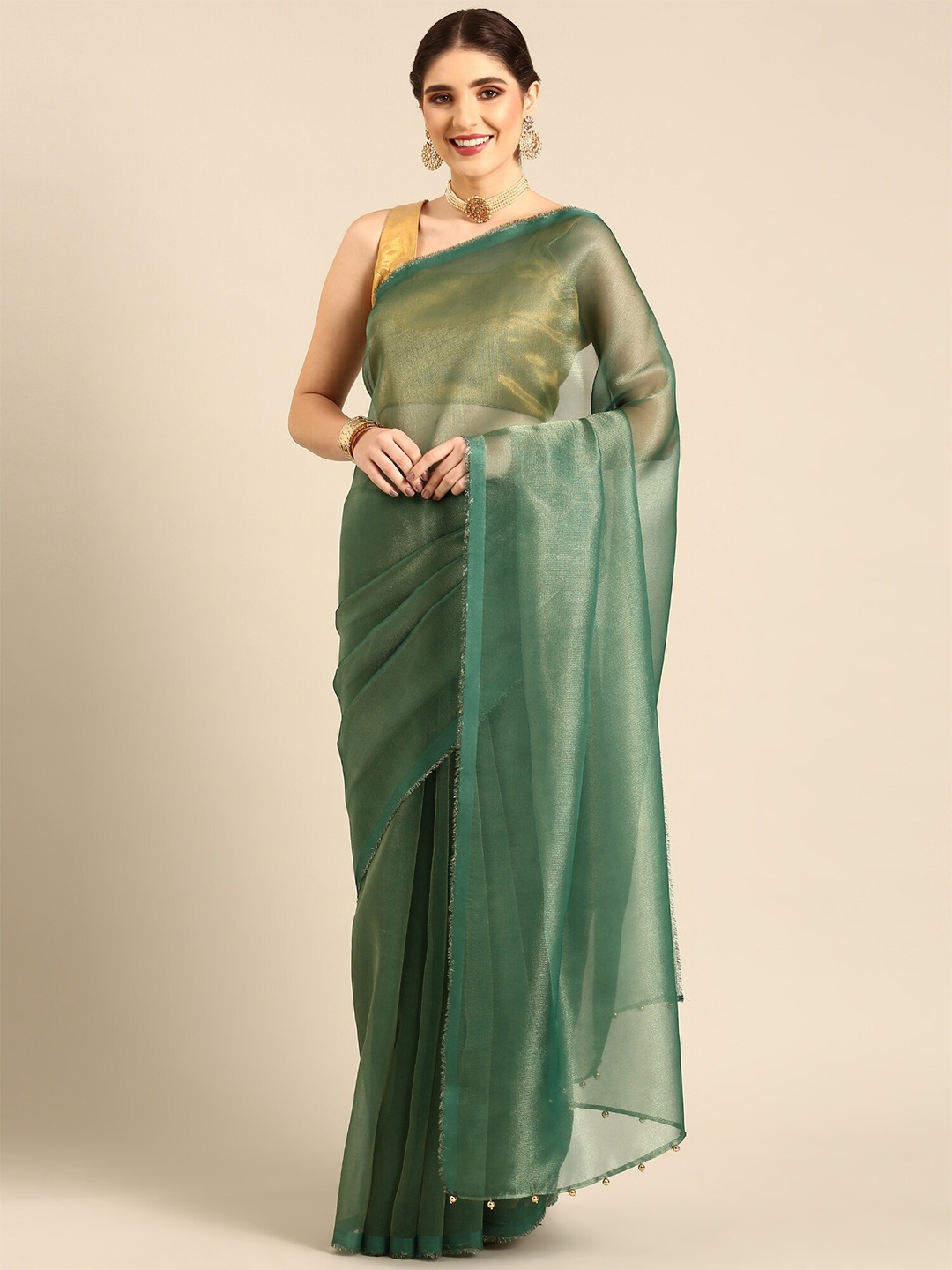 

Stylefables Tasseled Saree, Green