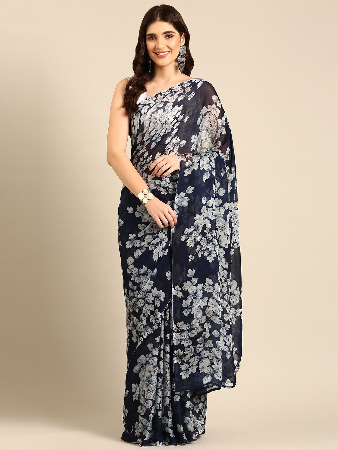 

Stylefables Floral Printed Saree, Blue