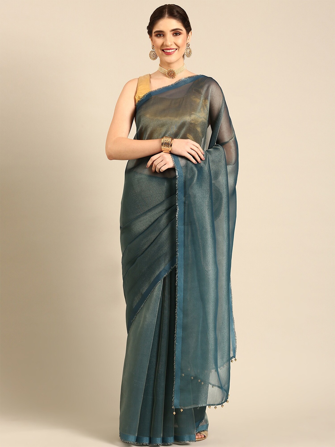 

Stylefables Embellished Border Saree, Blue