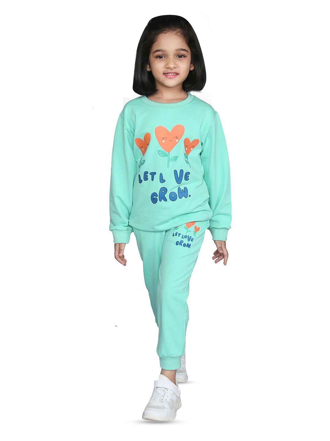 

ZIP ZAP ZOOP Girls Printed Pure Cotton T-shirt with Pyjamas, Green