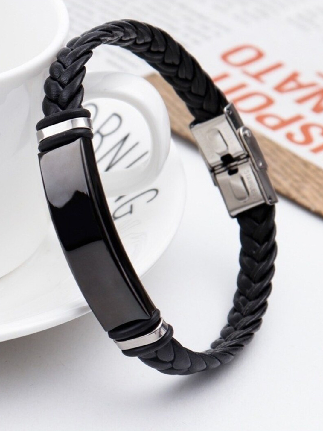 

The Roadster Lifestyle Co. Men Elite Tanned Elasticated Bracelet, Black
