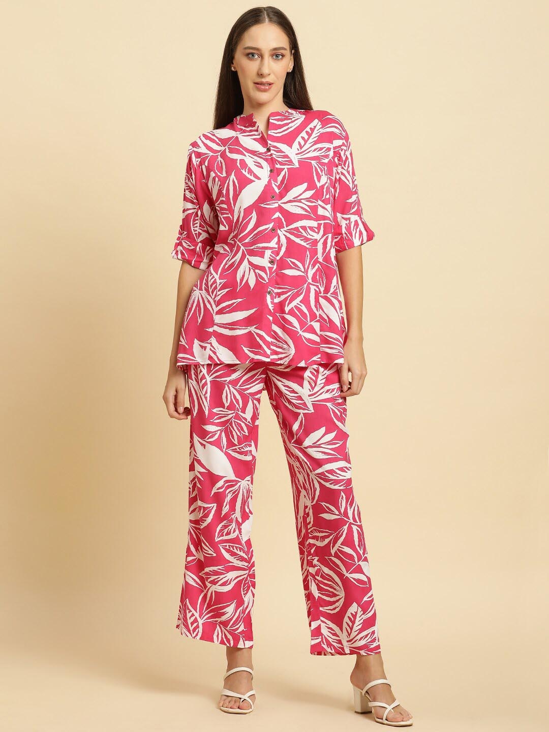 

Kannan Floral Printed Shirt & Trouser, Pink