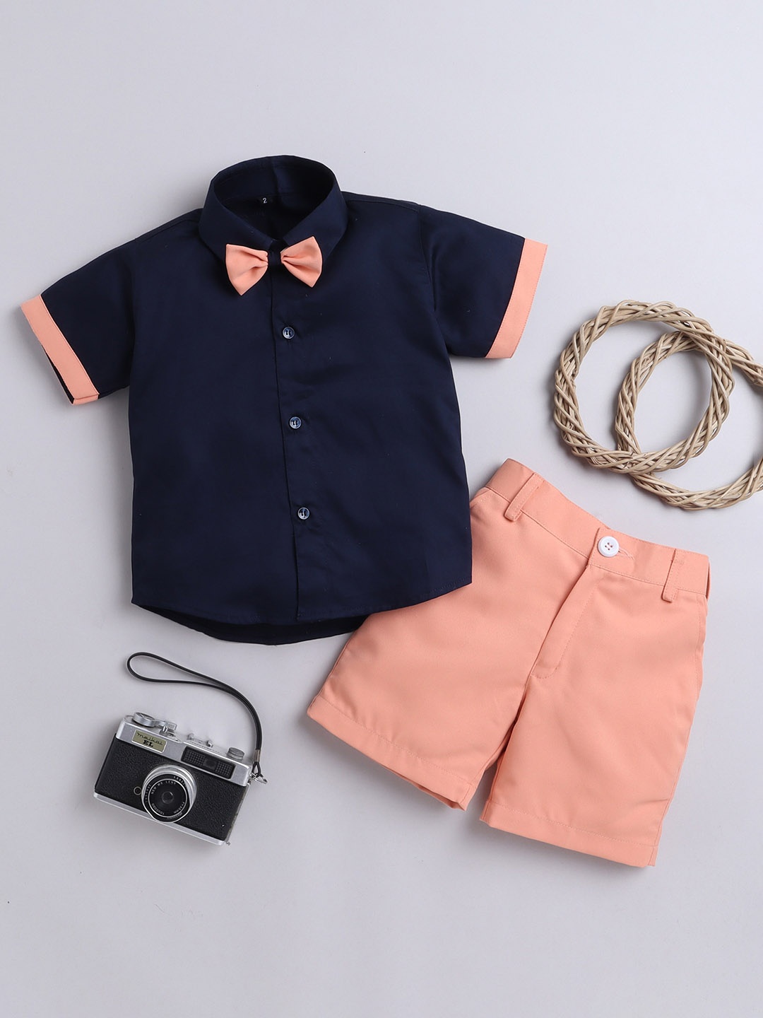 

Lil homies Infant Boys Shirt & Shorts, Peach