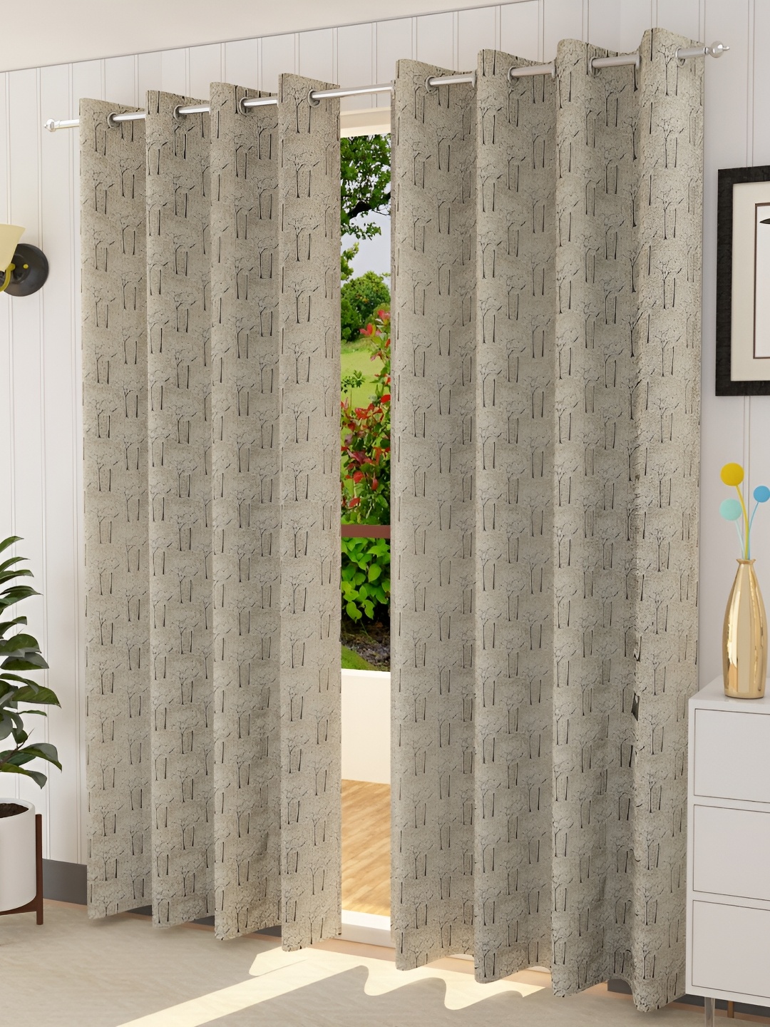 

Galaxy Home Decor Cream 2 Pieces Velvet Room Darkening Eyelets Window Curtains