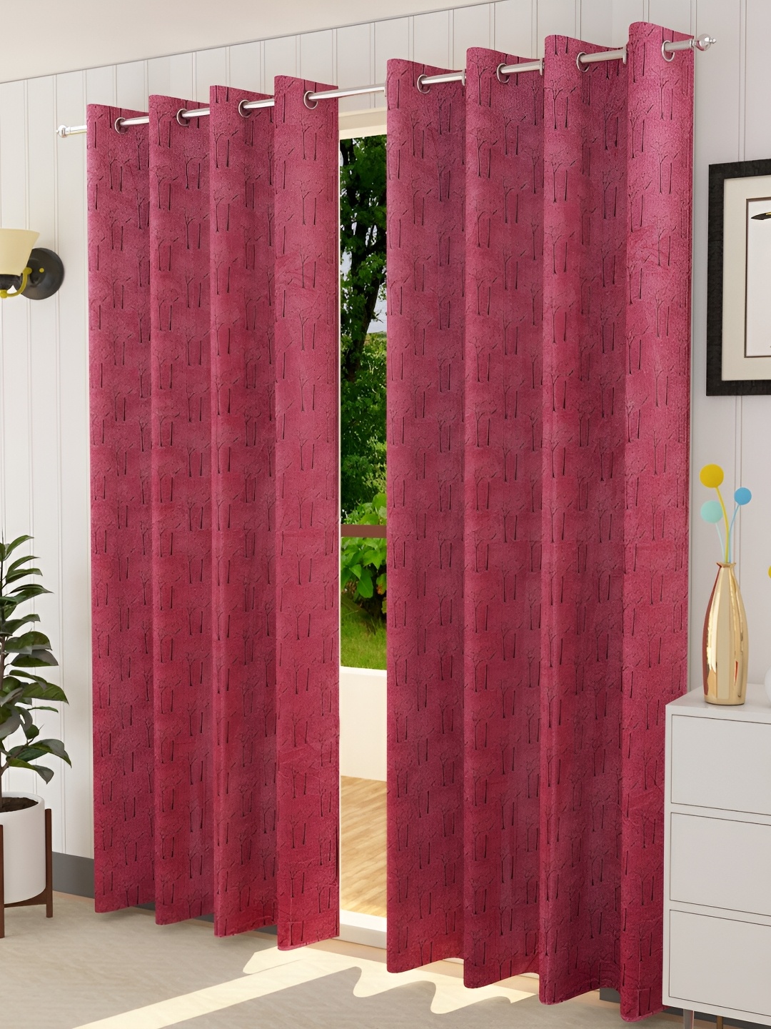 

Galaxy Home Decor Pink 2 Pieces Velvet Room Darkening Eyelets Window Curtains