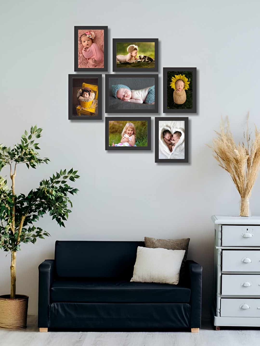 

Ag Crafts Black 7 Pieces Wood Core Photo Frames