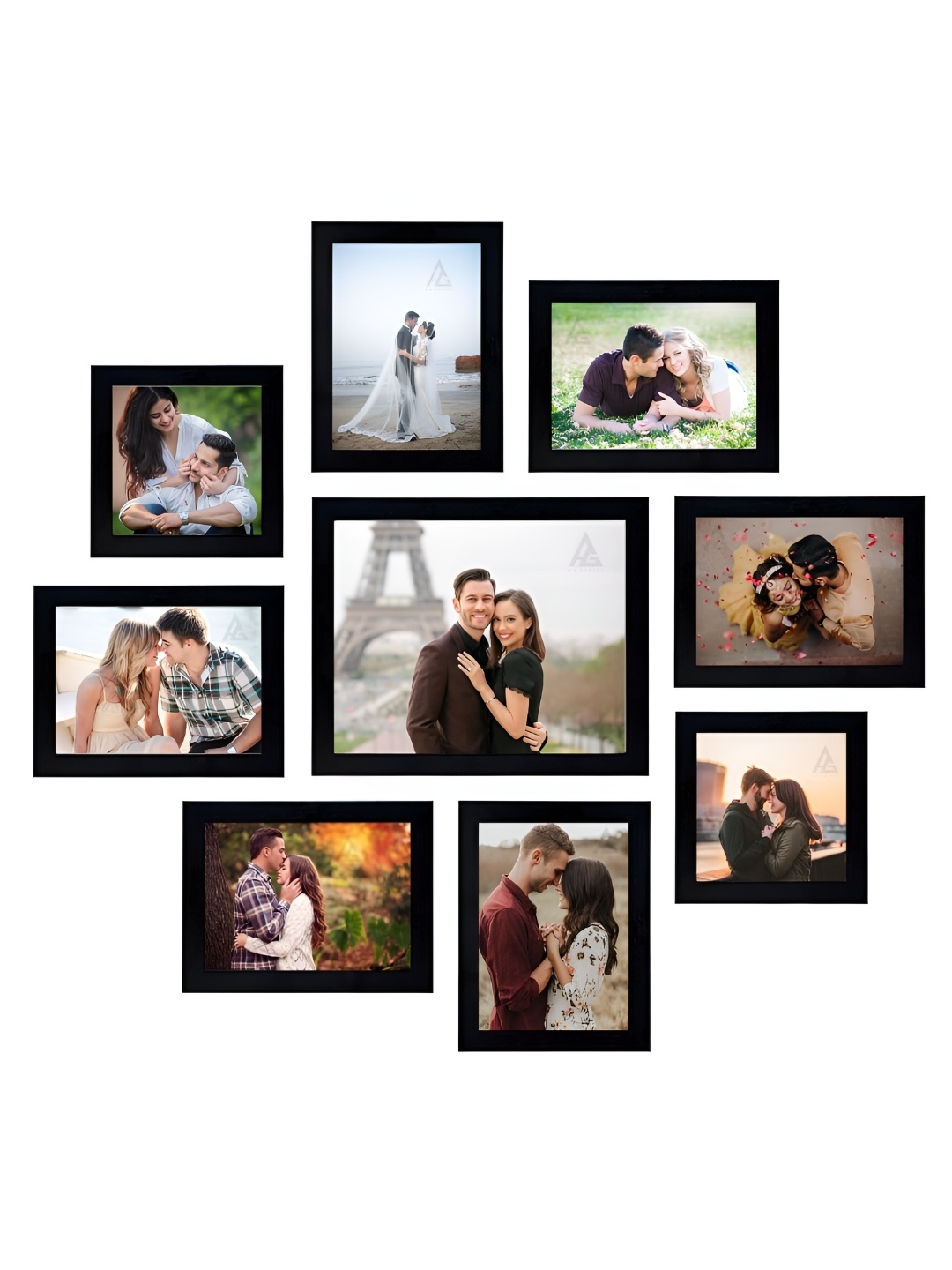 

Ag Crafts Black 9 Pieces Wood Core Photo Frames