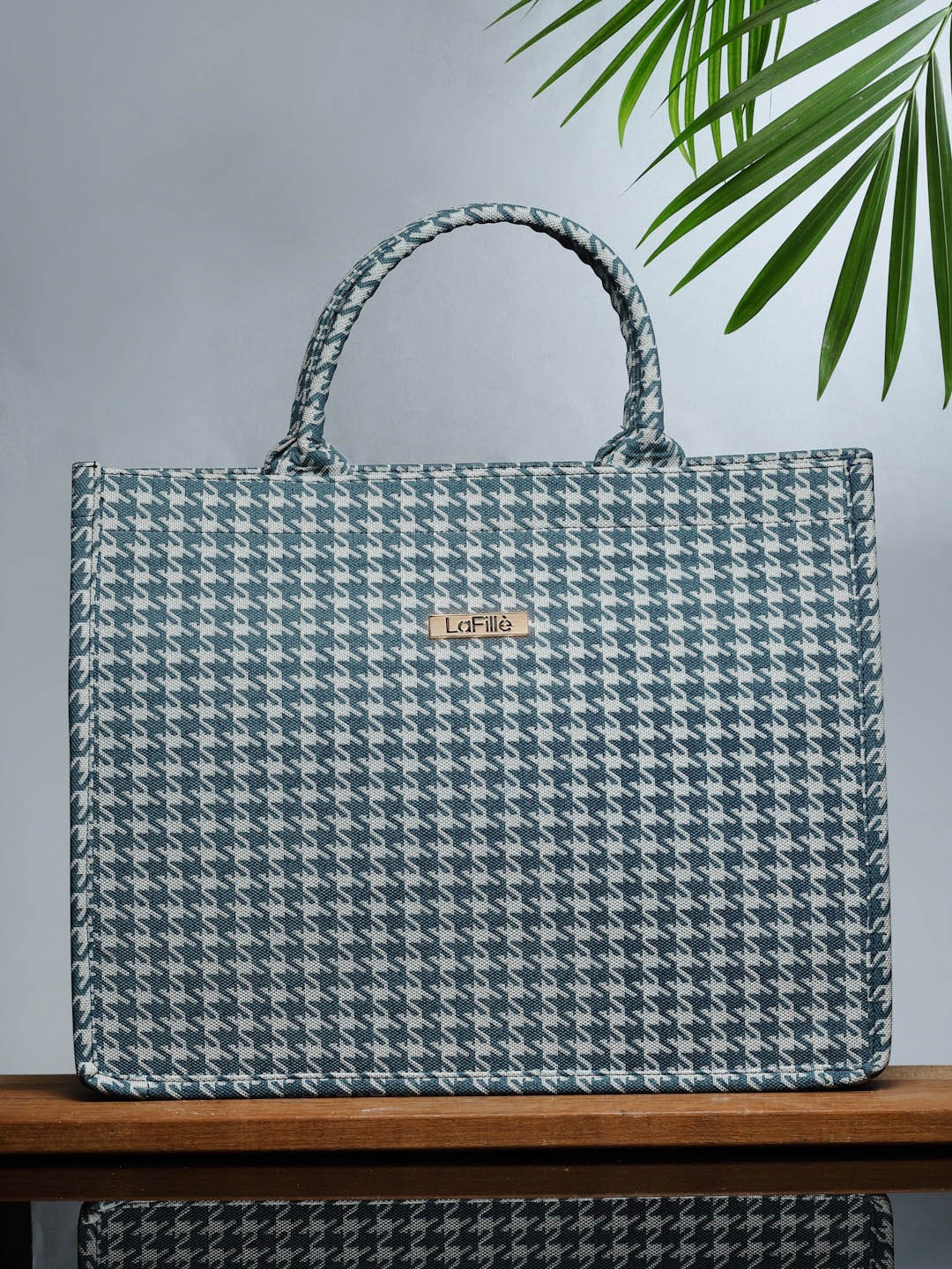 

LaFille Geometric Printed Oversized Handheld Bag, Blue