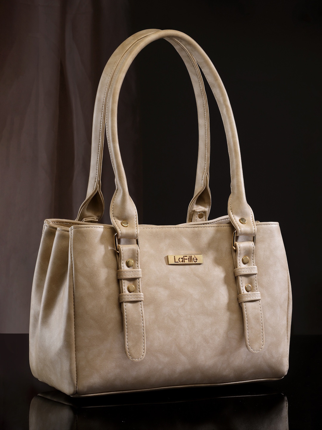 

LaFille Textured Structured Handheld Bag, Cream