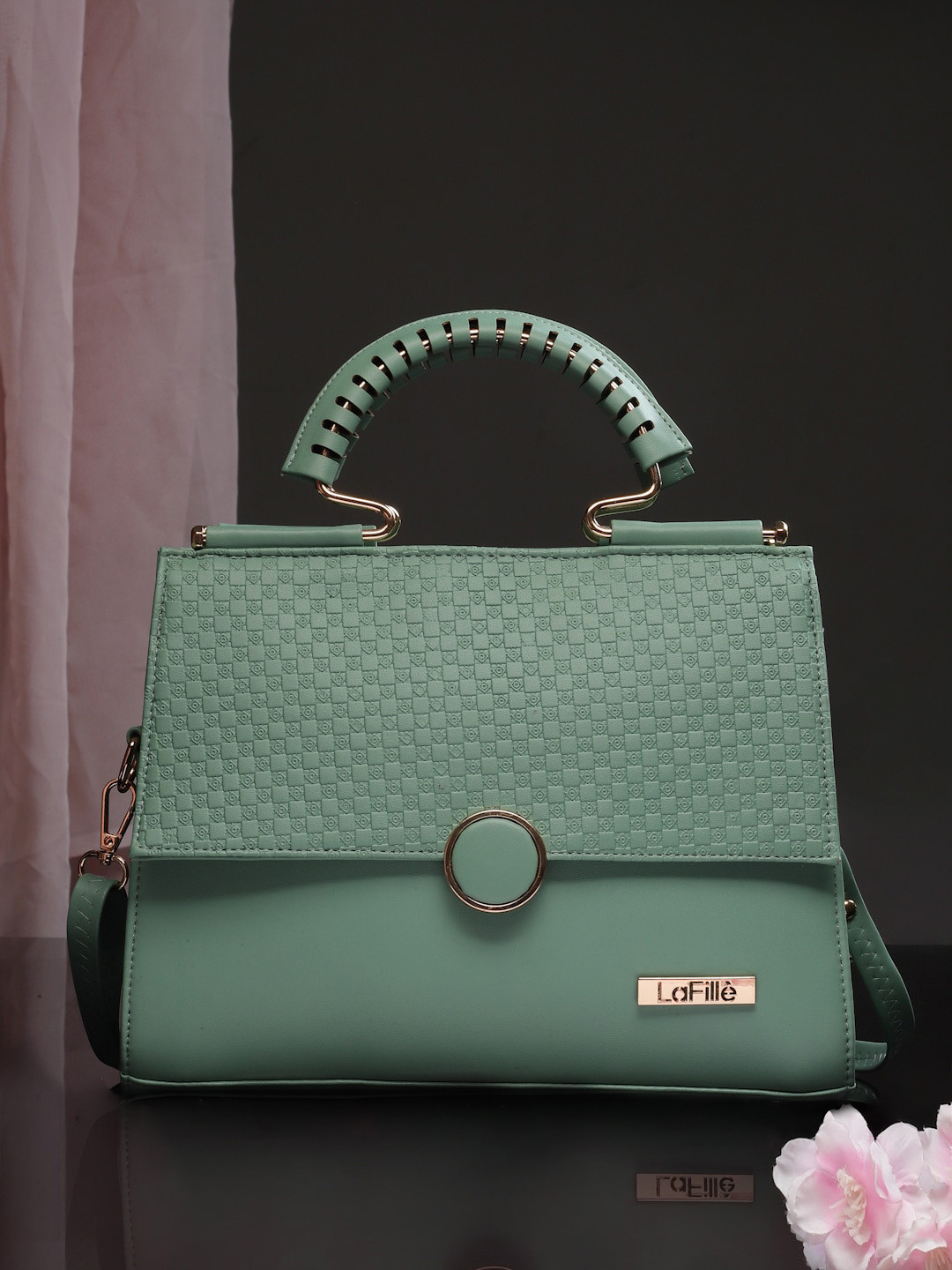 

LaFille Textured Structured Handheld Bag, Sea green
