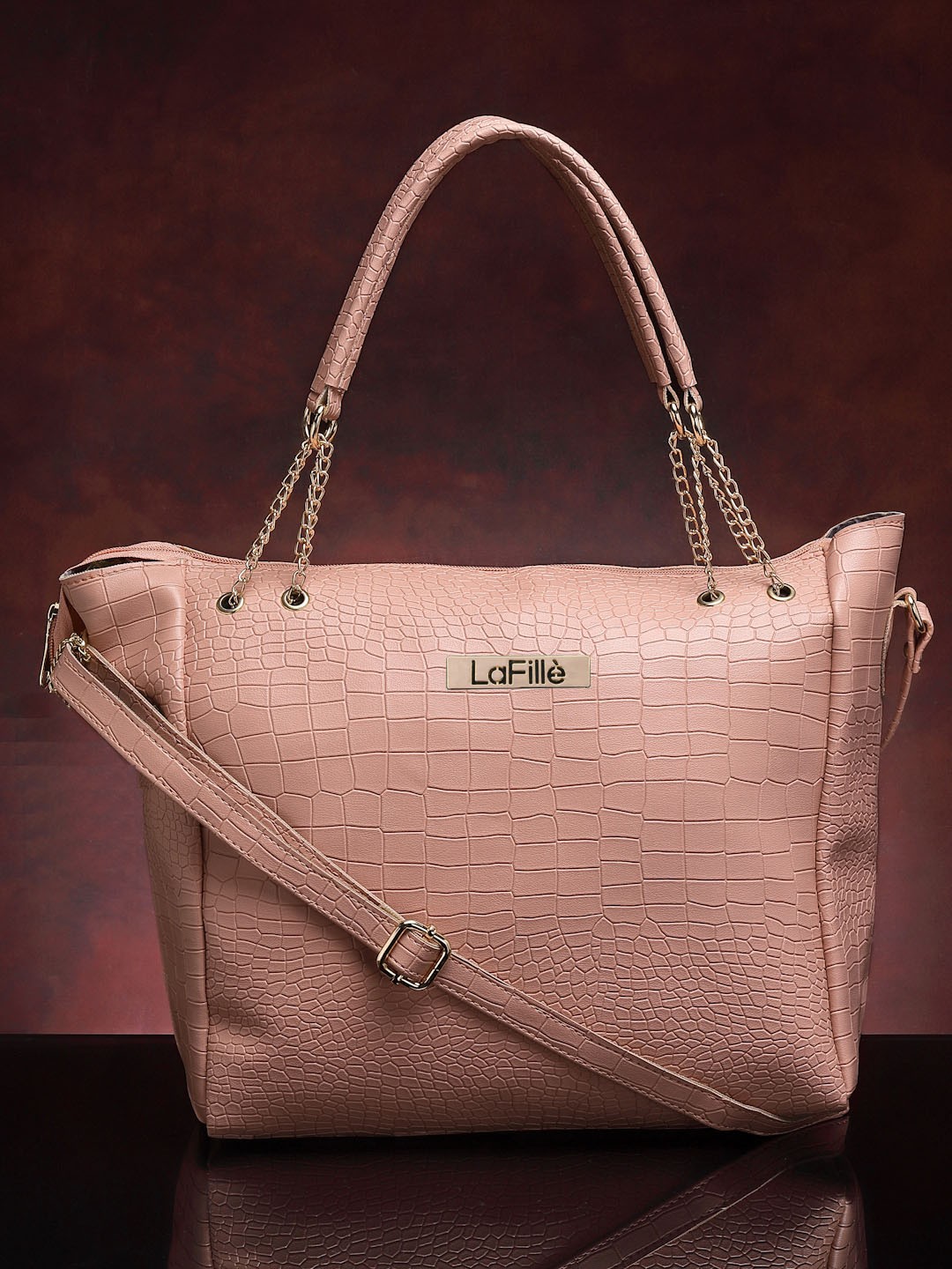 

LaFille Textured Structured Handheld Bag, Pink