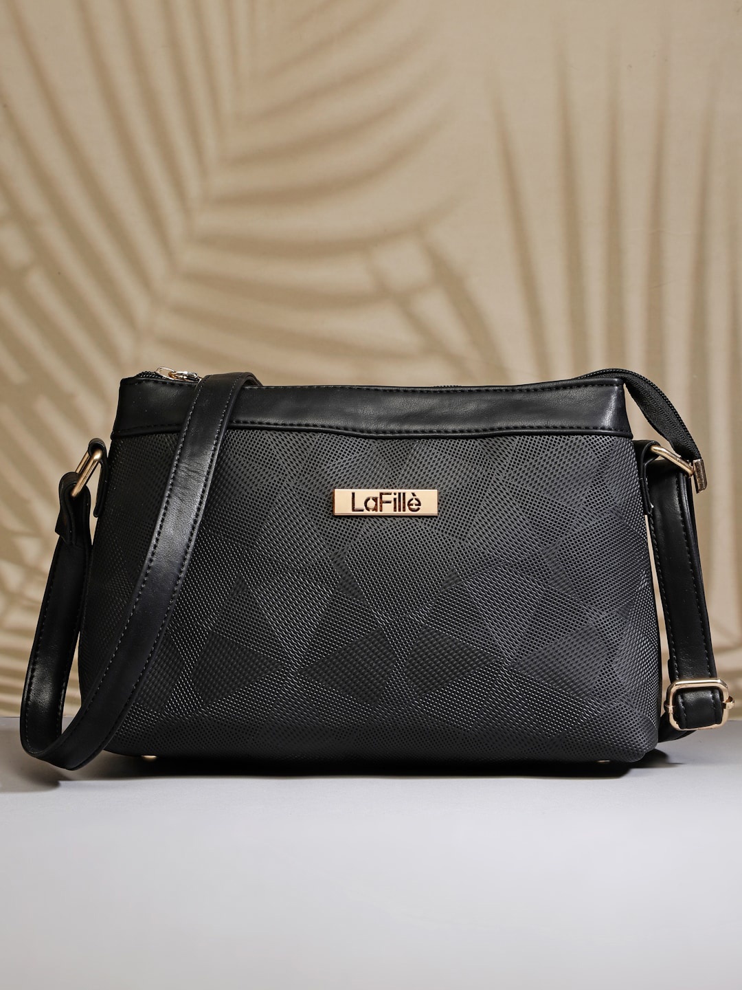 

LaFille Textured Structured Sling Bag, Black