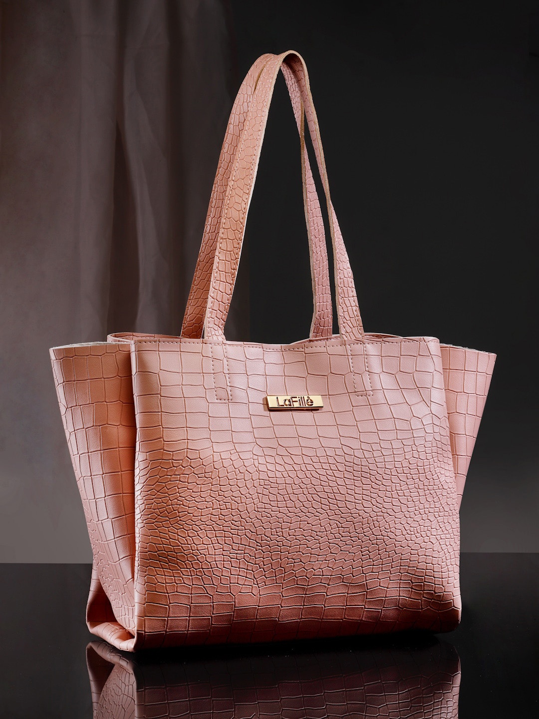 

LaFille Textured Structured Handheld Bag, Peach