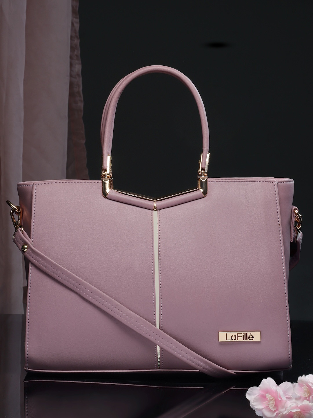 

LaFille Textured Structured Handheld Bag, Mauve