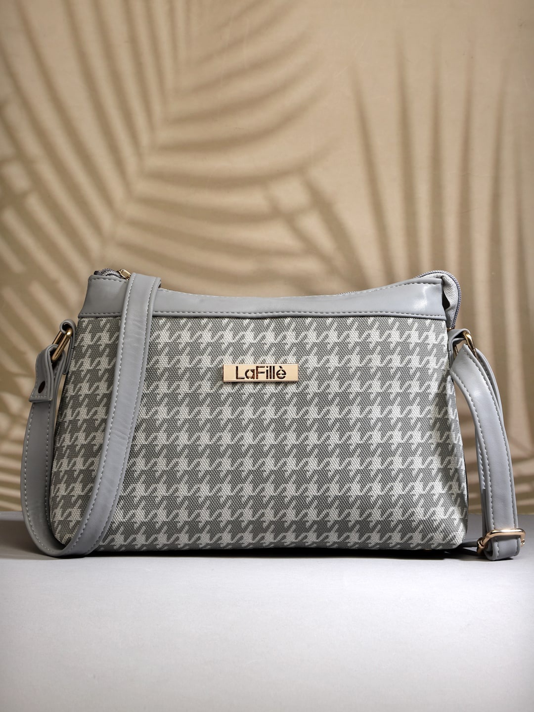 

LaFille Checked Structured Sling Bag, Grey