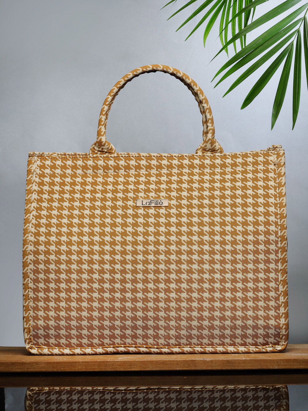

LaFille Geometric Printed Oversized Handheld Bag, Beige
