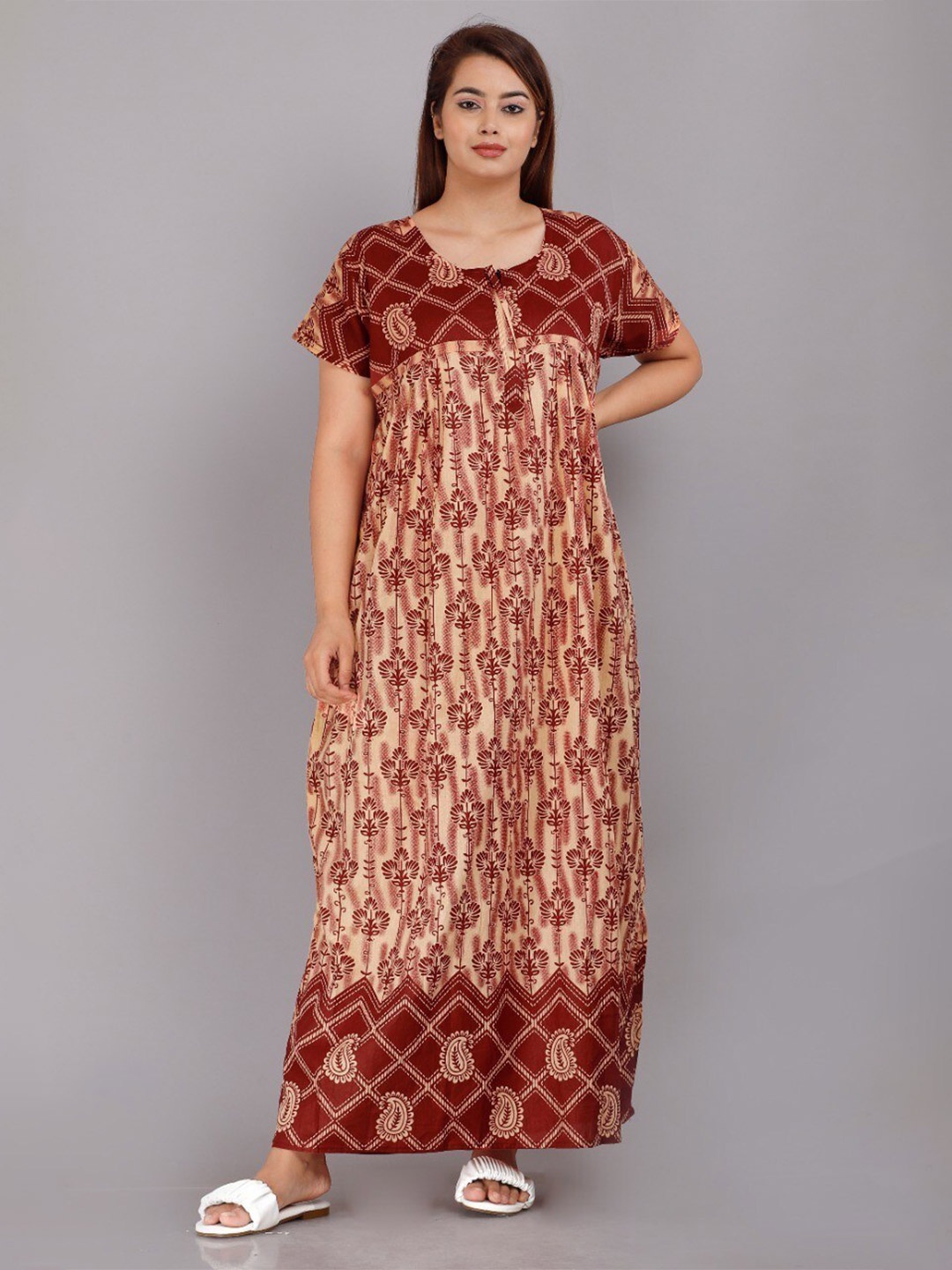 

JVSP FASHION Floral Printed Maxi Nightdress, Red