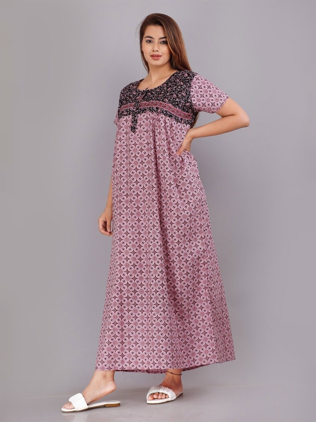 

JVSP FASHION Floral Printed Maxi Nightdress, Pink
