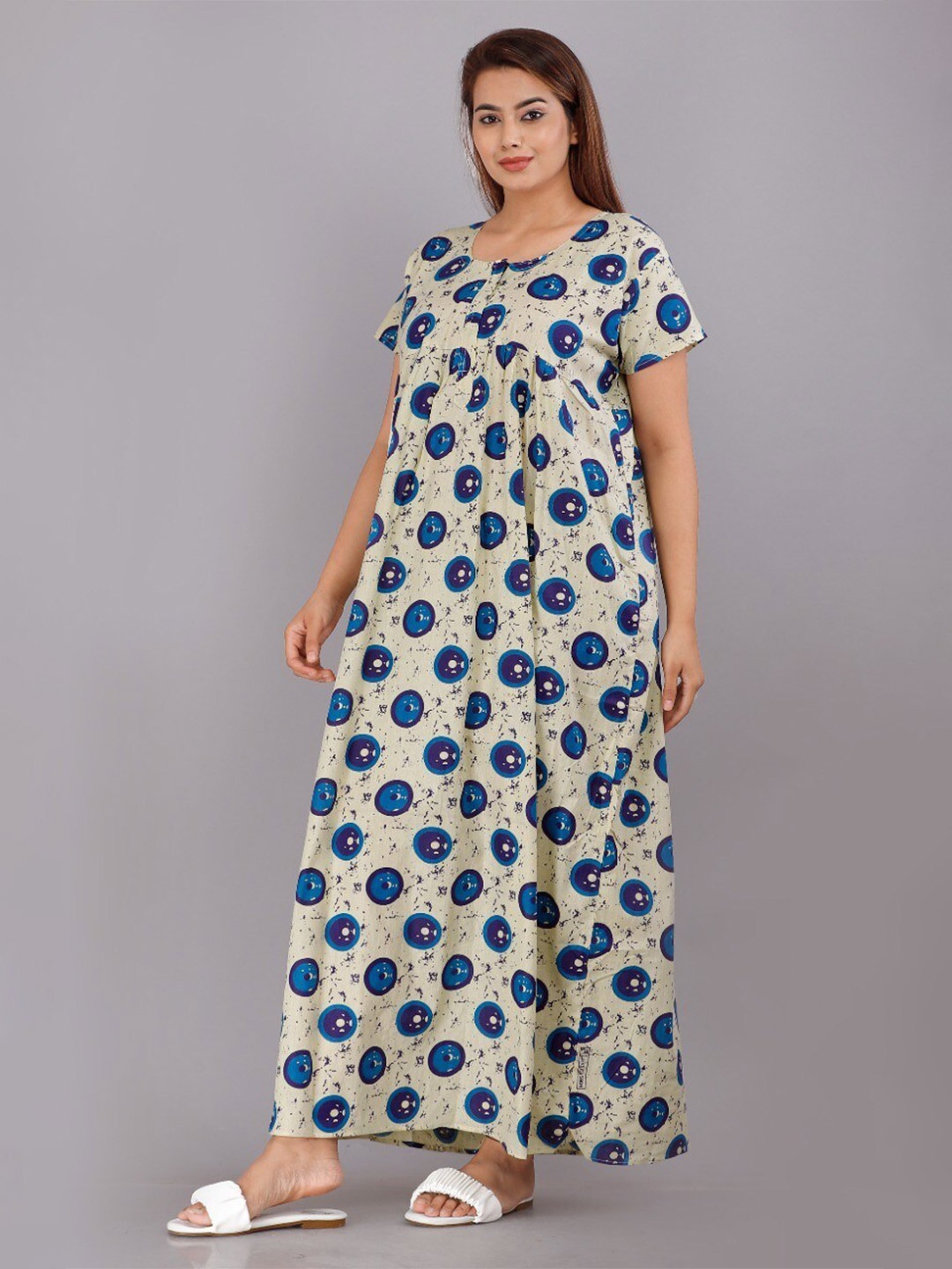 

JVSP FASHION Geometric Printed Maxi Nightdress, Blue
