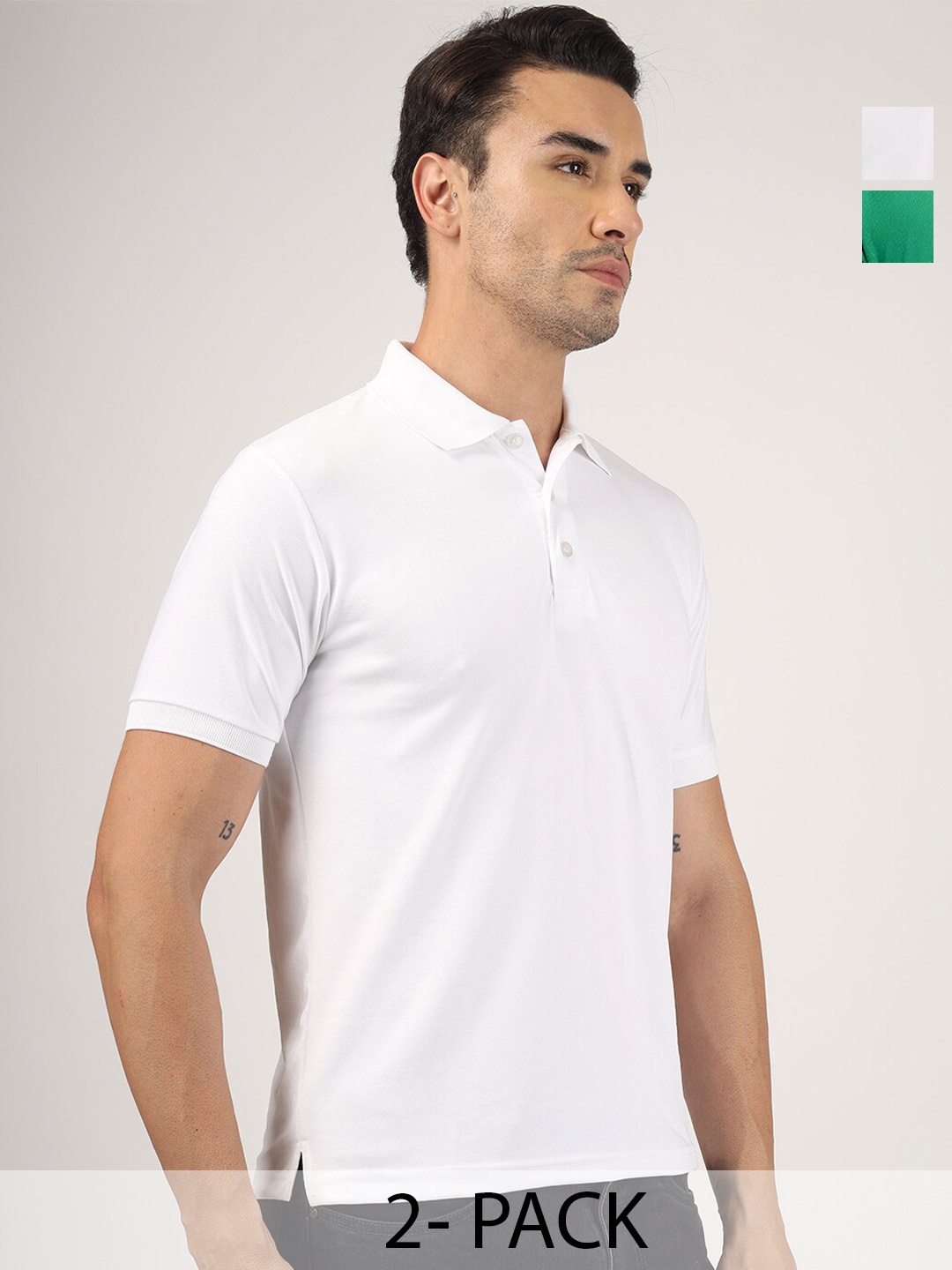 

Greylongg Pack Of 2 Polo Collar T-shirt, White