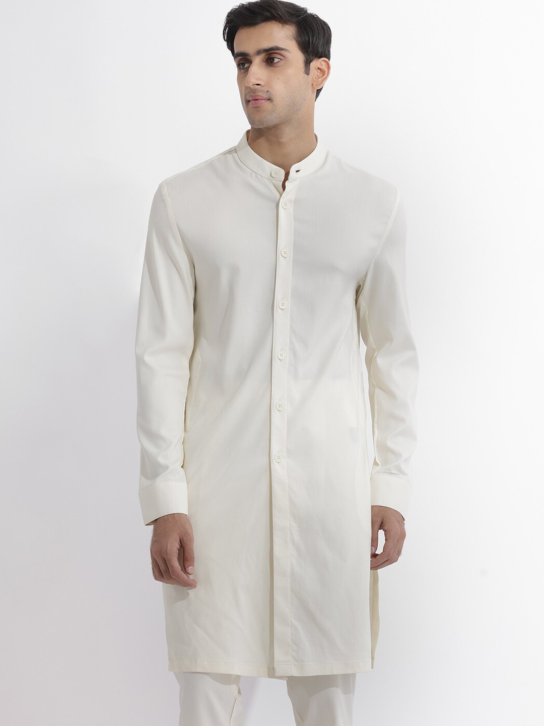 

RARE RABBIT Men Lasmos-K Regular Fit Mandarin Kurta, Off white