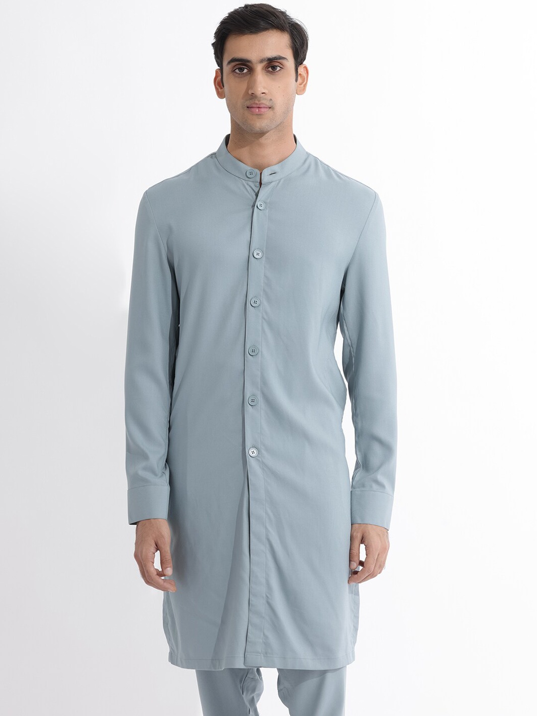 

RARE RABBIT Men Medo-K Regular Fit Mandarin Kurta, Sea green