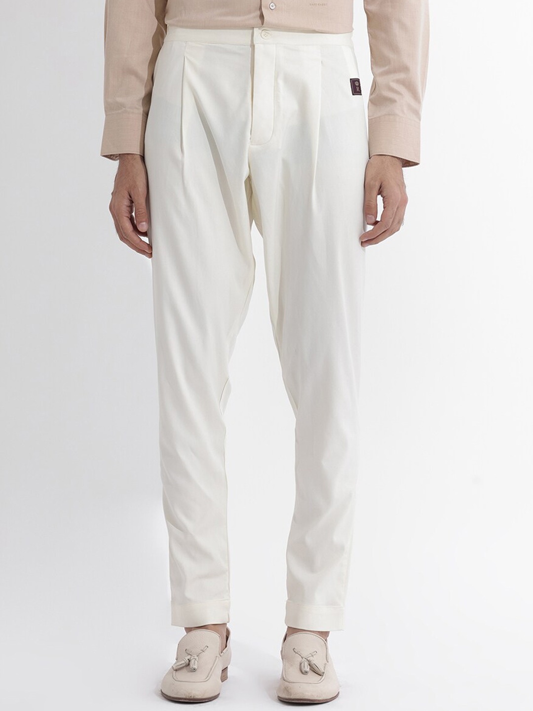 

RARE RABBIT Men Lasmos-P Slim Fit Front-Pleated Trousers, Off white