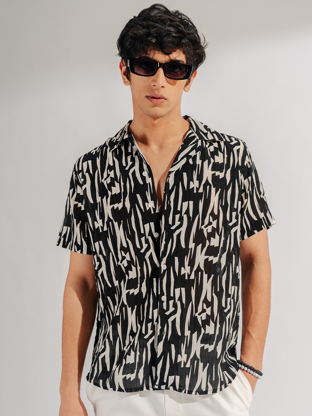 

FREAKINS Abstract Printed Casual Shirt, Black