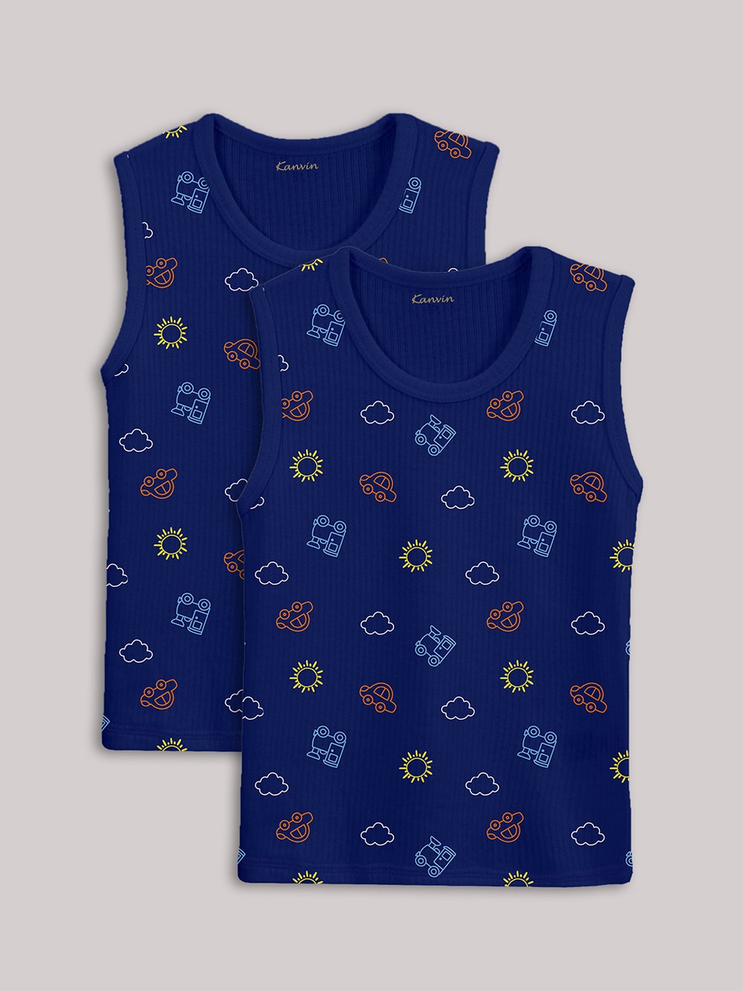 

Kanvin Boys Pack Of 2 Printed Thermal Tops, Navy blue