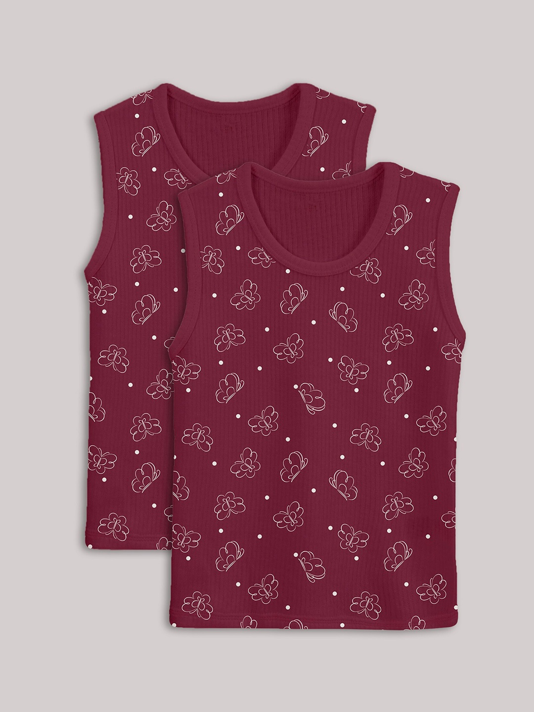 

Kanvin Maroon Boys Pack Of 2 Butterfly Printed Thermal Tops