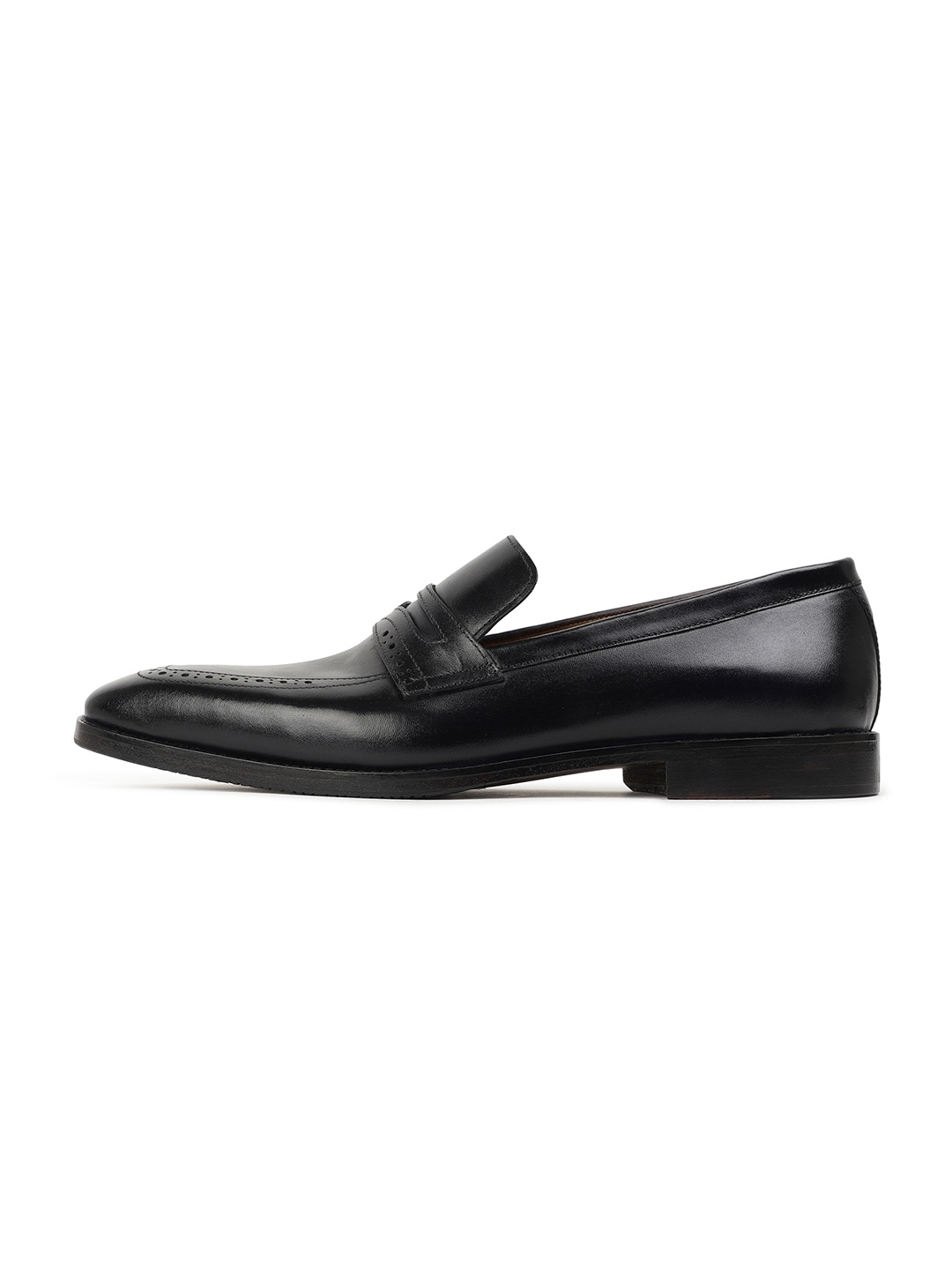 

RARE RABBIT Men Kent Perforated Leather Formal Loafers, Black