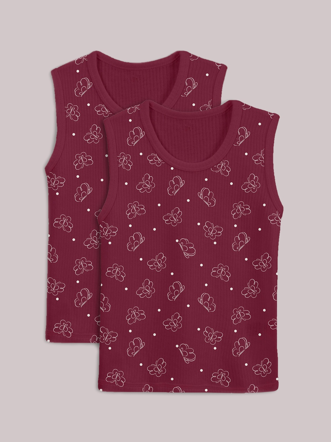 

Kanvin Girls Maroon Pack Of 2 Printed Thermal Tops